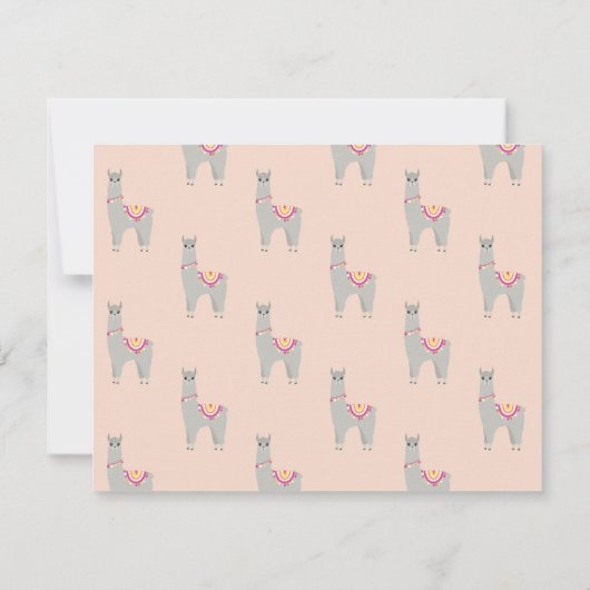 かわいいラマのオリジナルメッセージカード フラットタイプの感謝を伝えるカード ノートカード (裏面)