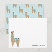 かわいいラマのオリジナルメッセージカード フラットタイプの感謝を伝えるカード ノートカード (正面/裏面)