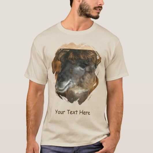 かわいいラマのオーダーメイド動物 Tシャツ (正面)