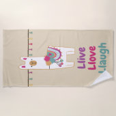 かわいいラマのカスタムデザイン ビーチタオル (正面)