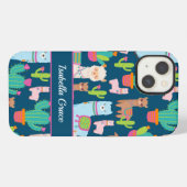 かわいいラマのカスタムネーム iPhoneケース (裏面横)