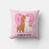 かわいいラマのカップル バレンタインデーのプレゼント クッション (正面)