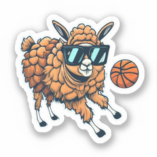 かわいいラマのステッカー シール (正面)