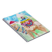 かわいいラマのメリークリスマス水彩画 ノートブック (右側)