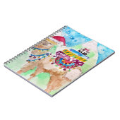 かわいいラマのメリークリスマス水彩画 ノートブック (左側)