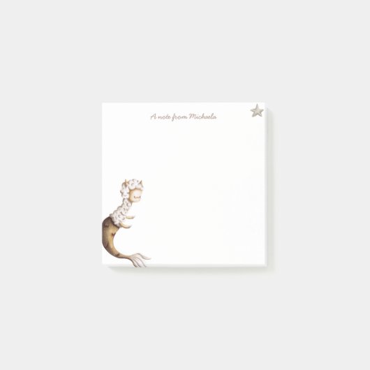 かわいいラマの人魚の動物 ポストイット (正面)