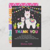 かわいいラマの女の子のベビーシャワーのフェスタのサンキューカード サンキューカード (正面/裏面)