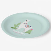 かわいいラマの女の子の誕生日パーティー ペーパープレート (アングル)