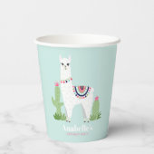 かわいいラマの女の子の誕生日パーティー 紙コップ (裏面)
