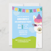 かわいいラマの子供の誕生日パーティーの招待状 招待状 (正面)