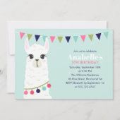 かわいいラマの子供の誕生日パーティー 招待状 (正面)