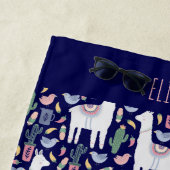 かわいいラマの植物お洒落柄 ビーチタオル (インサイチュ)