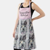 かわいいラマの水彩絵画動物の女性用エプロン エプロン (インサイチュ)