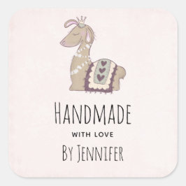 かわいいラマの王冠をかぶったハンドメイド スクエアシール