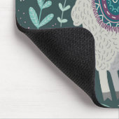 かわいいラマの花柄 マウスパッド (コーナー)