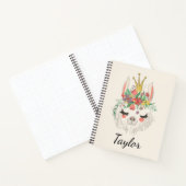 かわいいラマの顔の花の名前入り ノートブック (内部)
