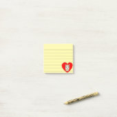 かわいいラマイン赤いハートスケッチライン3 x 3 ポストイット (デスク上)