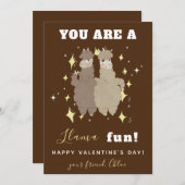 かわいいラマカップル友達学校のクラスのバレンタイン シーズンカード (正面/裏面)