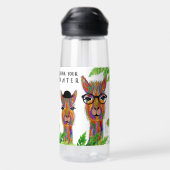 かわいいラマカラフルの素敵な姿 ウォーターボトル (背面)