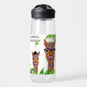 かわいいラマカラフルの素敵な姿 ウォーターボトル (正面)