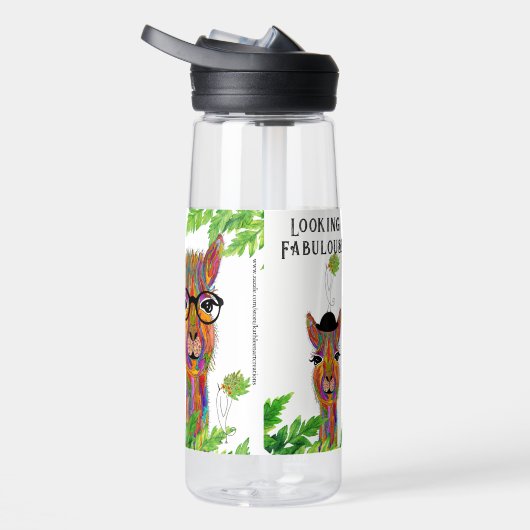 かわいいラマカラフルの素敵な姿 ウォーターボトル (右面)