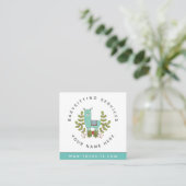 かわいいラマグリーンリーデイケアチルドケアベビーシッター スクエア名刺 (スタンド正面)