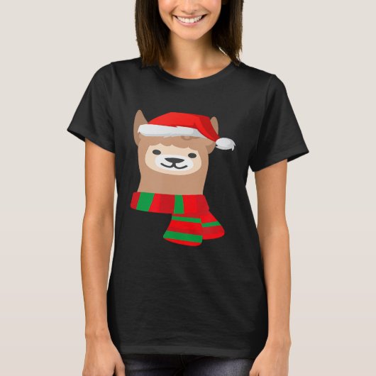 かわいいラマサンタハット Tシャツ (正面)