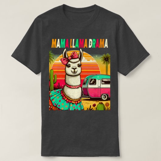 かわいいラマスクワッドシャツレトロ80sスタイルデザイン tシャツ (デザイン正面)