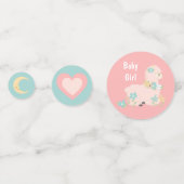 かわいいラマティール（緑がかった色）ピンクガールベビーシャワー コンフェッティ (裏面)