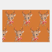 かわいいラマトナディアポーラベアクリスマステーマ ラッピングペーパーシート (正面)