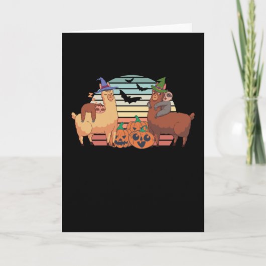 かわいいラマハロウィーンサンセットスロッスギフト カード (正面)