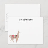 かわいいラマパーソナライズされたボホ動物のアートワーク ノートカード (正面/裏面)