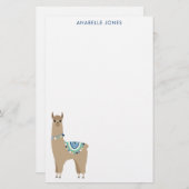 かわいいラマパーソナライズされた 便箋 (正面/裏面)