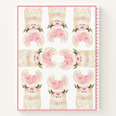 かわいいラマピンクの水色 ノートブック (裏面)