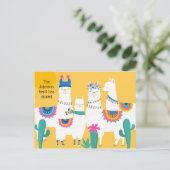 かわいいラマファミリーの住所変更のお知らせ 案内ポストカード (スタンド正面)