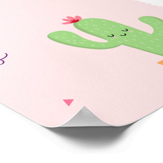 かわいいラマフィエスタサボサボベビーシャワーウェルカム ポスター (角)