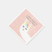 かわいいラマフローラ赤面ピンクバースデーパーティー スタンダードカクテルナプキン (角)