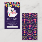 かわいいラマママベビーシャワーおむつラッフルチケット エンクロージャーカード (正面/裏面)