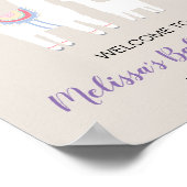 かわいいラマママベビーシャワー歓迎サイン ポスター (角)