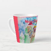 かわいいラマメリークリスマスアートガールズラテマグカップ カフェラテマグ (左アングル)