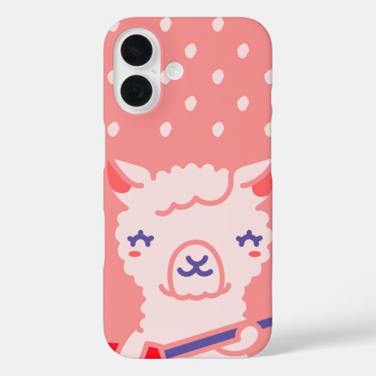 かわいいラマロックスターかわいいピンクギター動物 Case-Mate iPhoneケース (裏面)