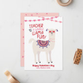 かわいいラマ先生バレンタインデーカード ノートカード (正面/裏面インサイチュ)