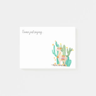 かわいいラマ及びサボテンの水彩画-ちょうど言っているラマ ポストイット
