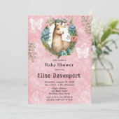 かわいいラマ多肉質フローラガールベビーシャワー 招待状 (スタンド正面)