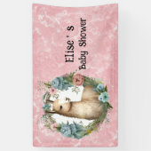 かわいいラマ多肉質フローラリースベビーシャワー 横断幕 (縦)