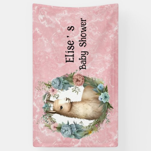 かわいいラマ多肉質フローラリースベビーシャワー 横断幕 (縦)