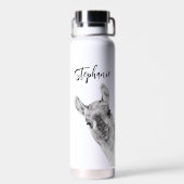 かわいいラマ好きのパーソナライズ名前 ウォーターボトル (背面)
