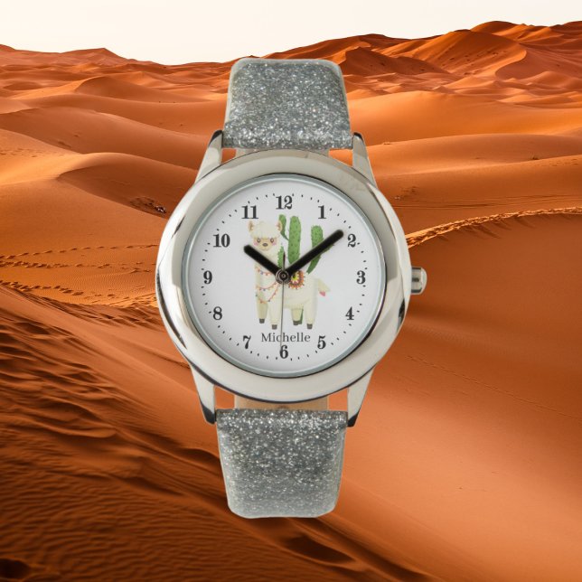 かわいいラマ愛好家の名前を追加ウォッチ 腕時計 (クリエイターアップロード済み)