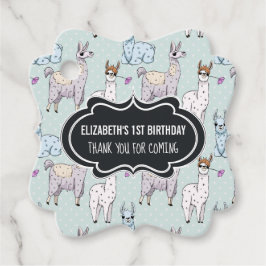 かわいいラマ柄オン水玉模様誕生日 フェイバータグ