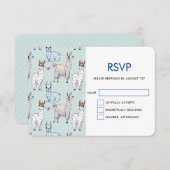 かわいいラマ柄オン水玉模様 出欠カード (正面/裏面)